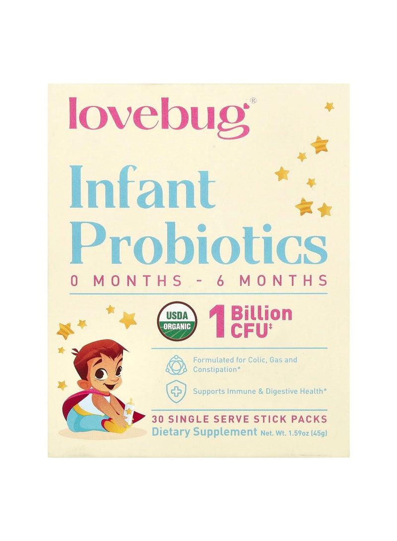 Infant Probiotics, 0-6 Months, 1 Billion CFU, 30 Single Serve Stick Packs, 0.05 oz (1.5 g) Each